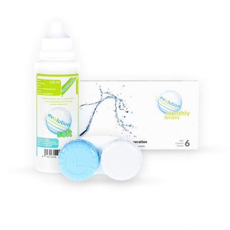 Soczewki miesięczne evo2lution monthly lenses 6 szt + płyn do soczewek kontaktowych soft 100 ml