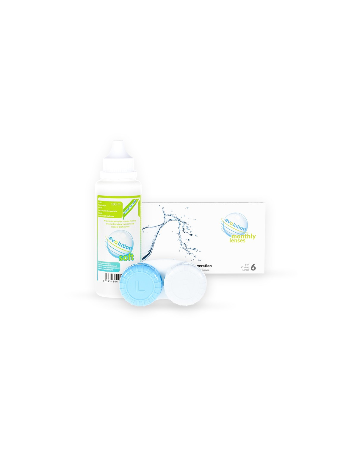Soczewki miesięczne evo2lution monthly lenses 6 szt + płyn do soczewek kontaktowych soft 100 ml