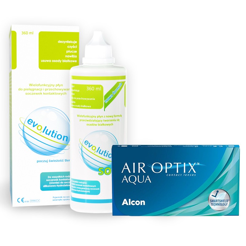 Soczewki Air Optix Aqua 6 szt. + evo2lution soft 360 ml