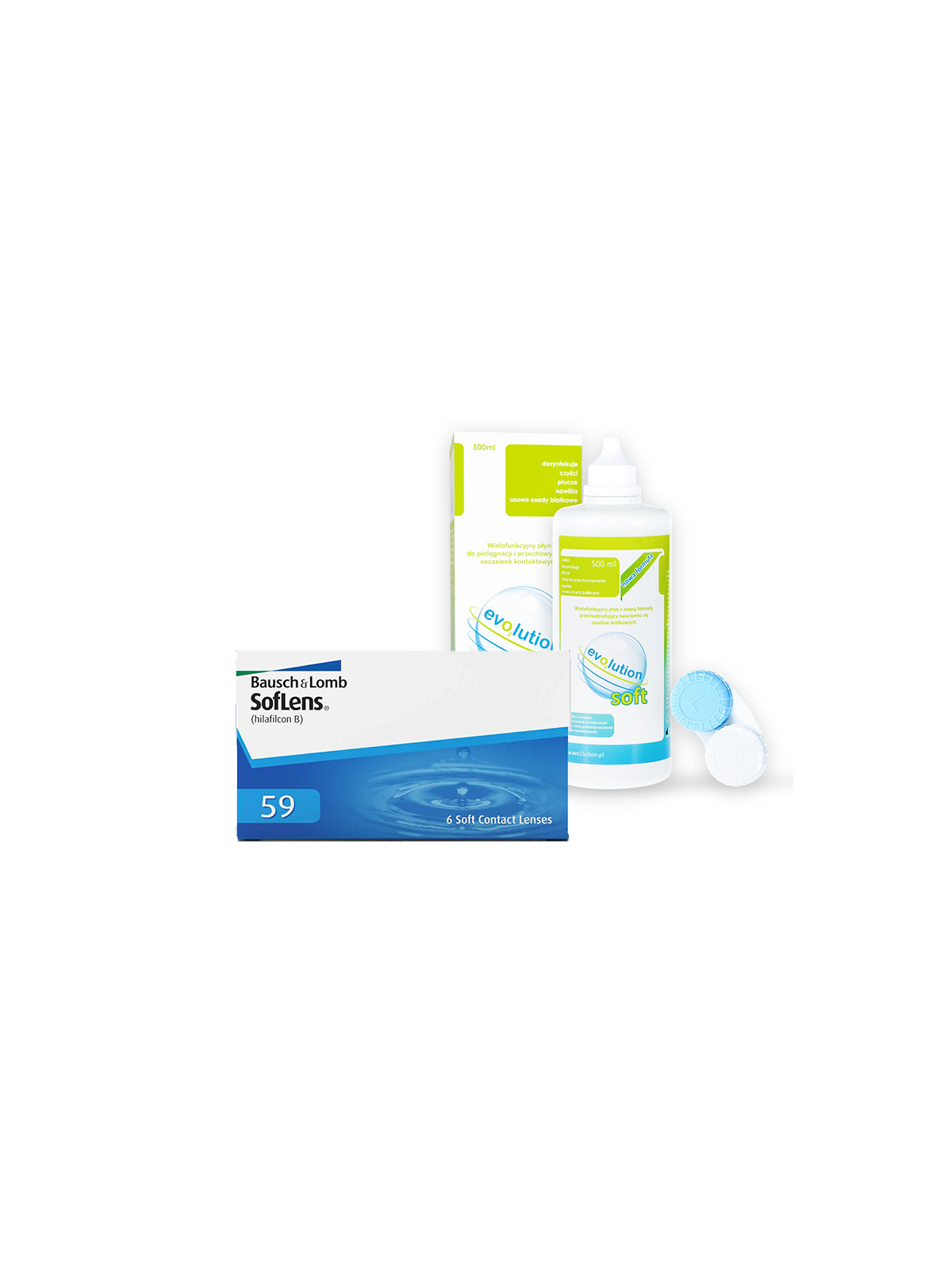 Soflens 59 6 szt. + evO2lution soft 500 ml | Zestaw w super cenie!