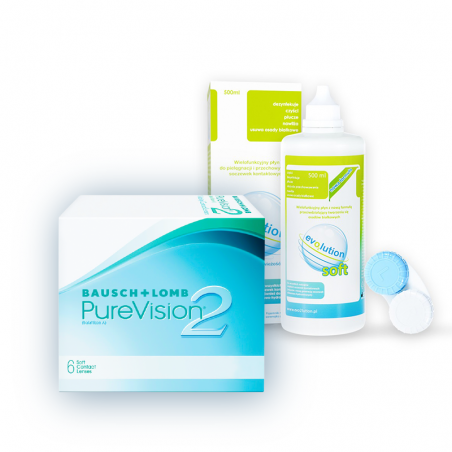 PUREVISION 2 6szt. + evO2lution soft 500 ml | Miesięczne soczewki kontaktowe