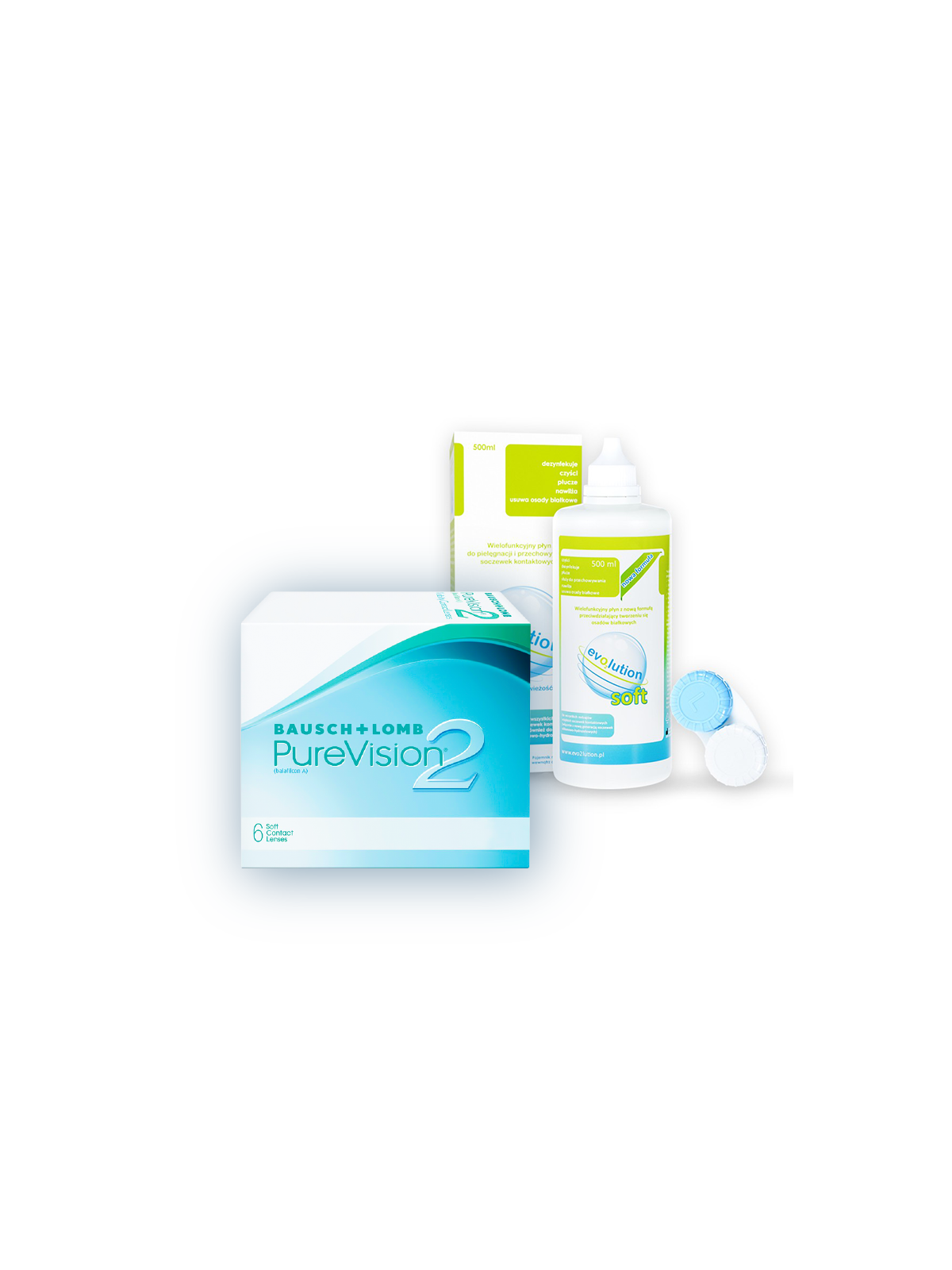 PUREVISION 2 6szt. + evO2lution soft 500 ml | Miesięczne soczewki kontaktowe