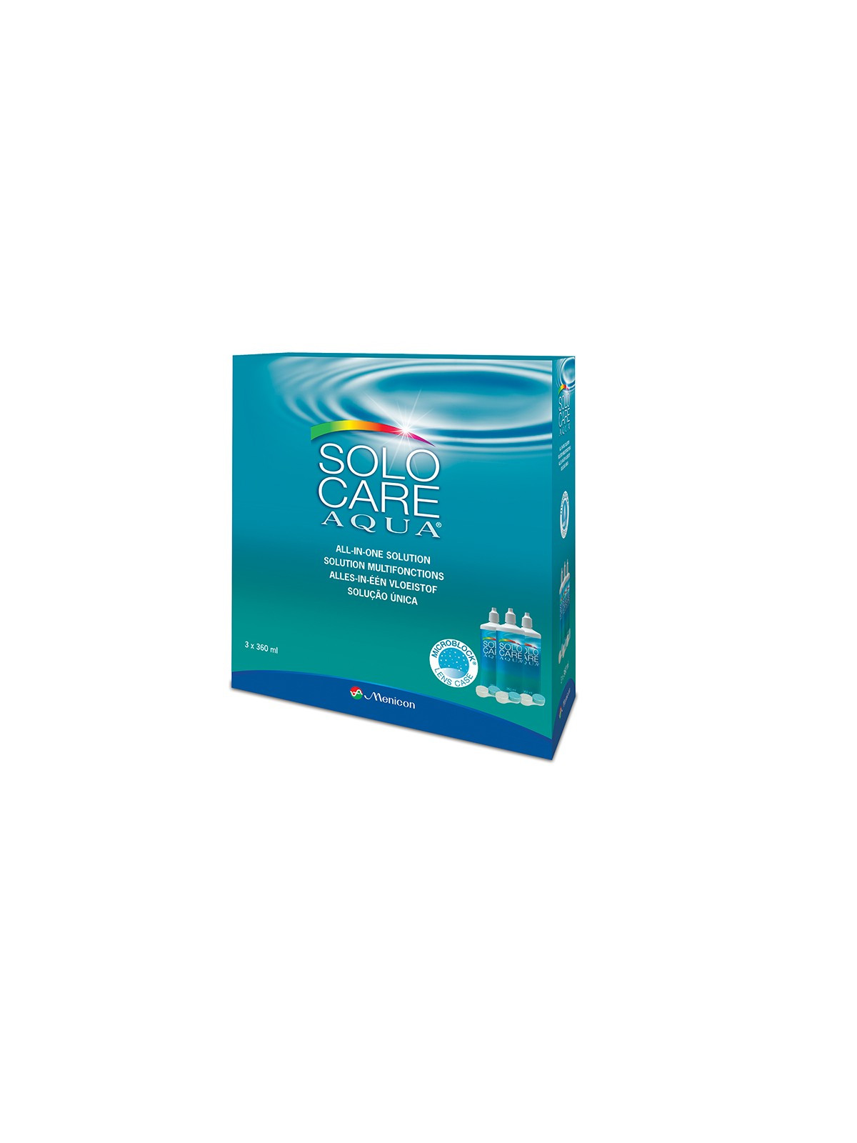 SoloCare Aqua 3 x 360ml | Zestaw Płynów do Soczewek