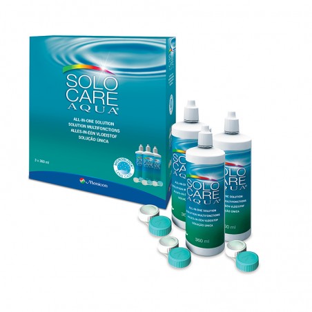 SoloCare Aqua 3 x 360ml | Zestaw Płynów do Soczewek