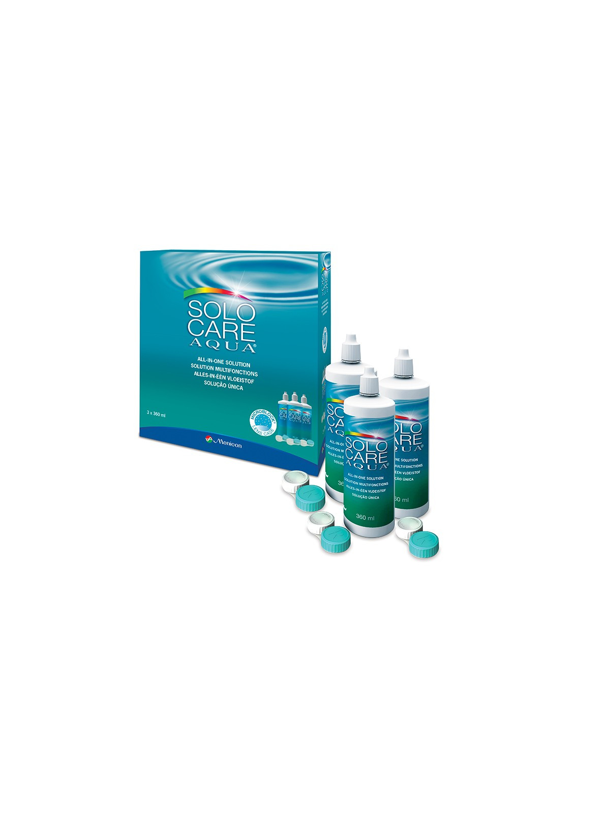SoloCare Aqua 3 x 360ml | Zestaw Płynów do Soczewek