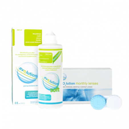 evO2lution monthly lenses 6 szt + płyn evO2lution 360 ml