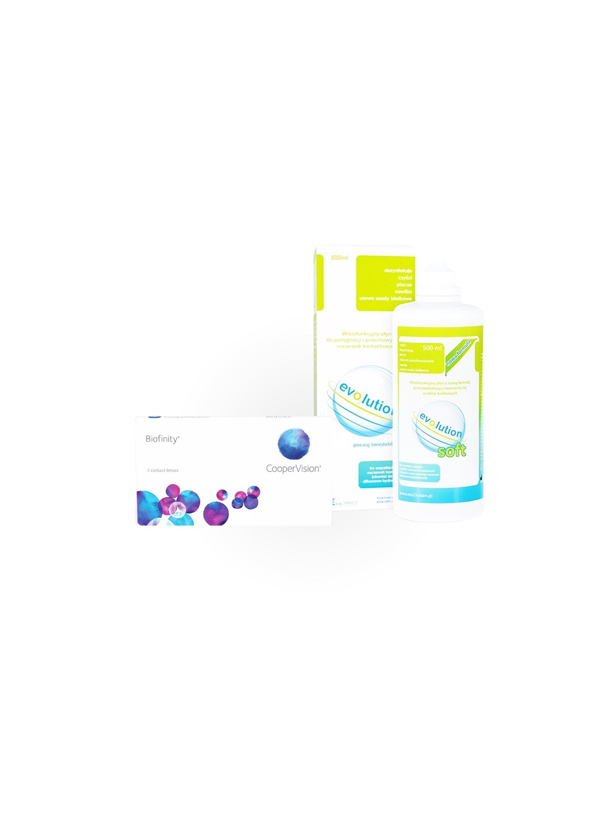 Biofinity 3 szt. + evO2lution soft 500 ml | Super zestaw w super cenie