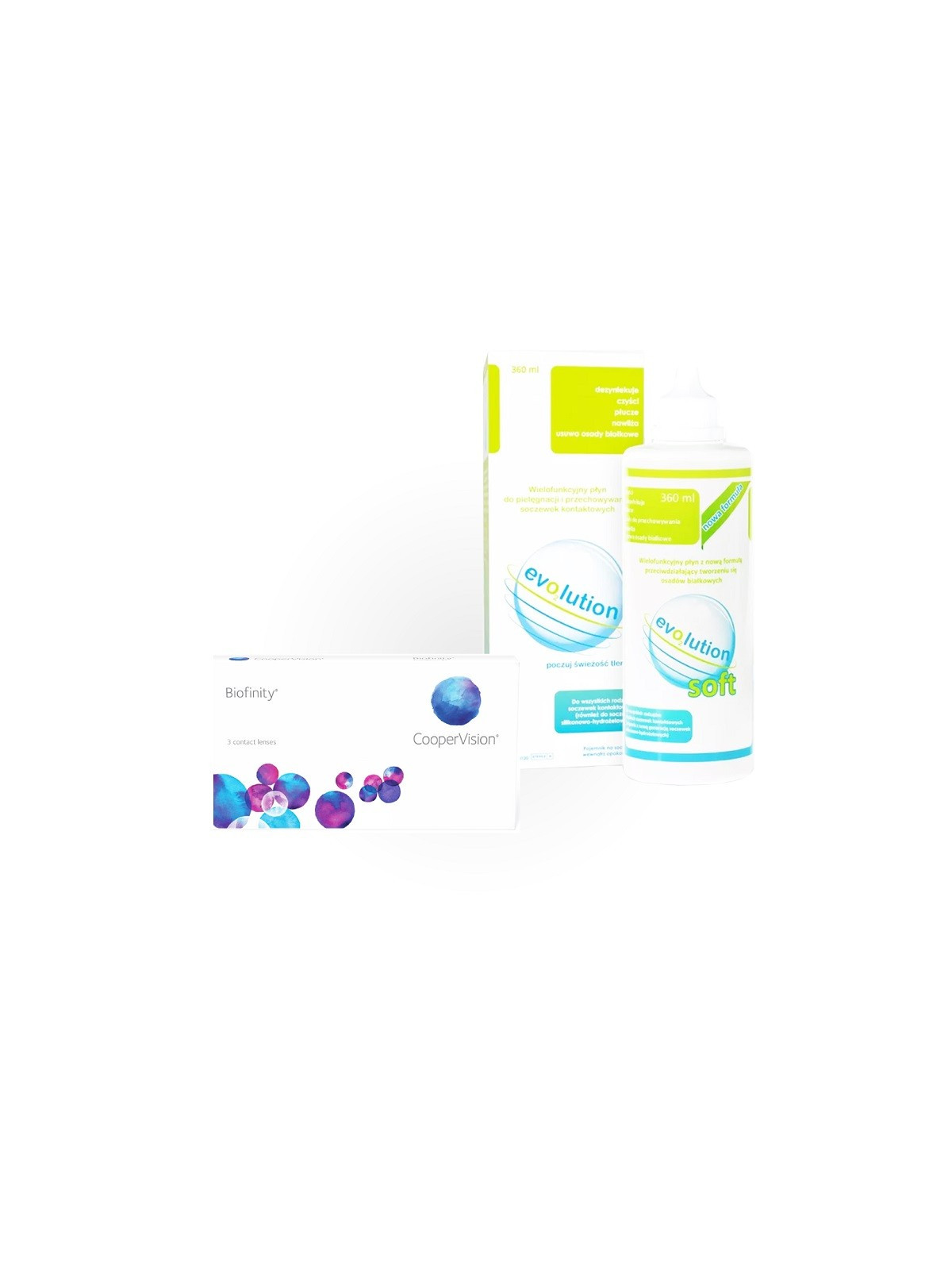 Biofinity 3 szt. + evO2lution soft 360 ml