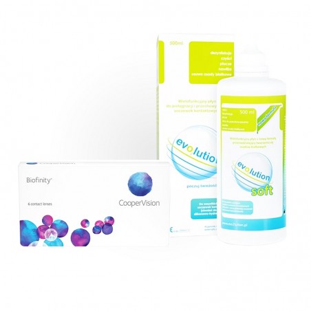 Biofinity 6 szt. + evO2lution soft 500 ml | Super zestaw w super cenie
