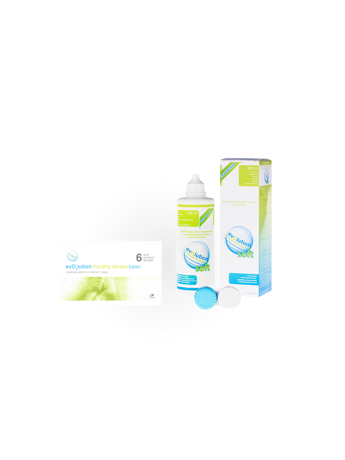 evo2lution monthly lenses basic 6 szt. + płyn evO2lution soft 360 ml