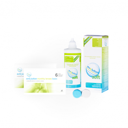 evo2lution monthly lenses basic 6 szt. x 2 op. + płyn evO2lution soft 500 ml