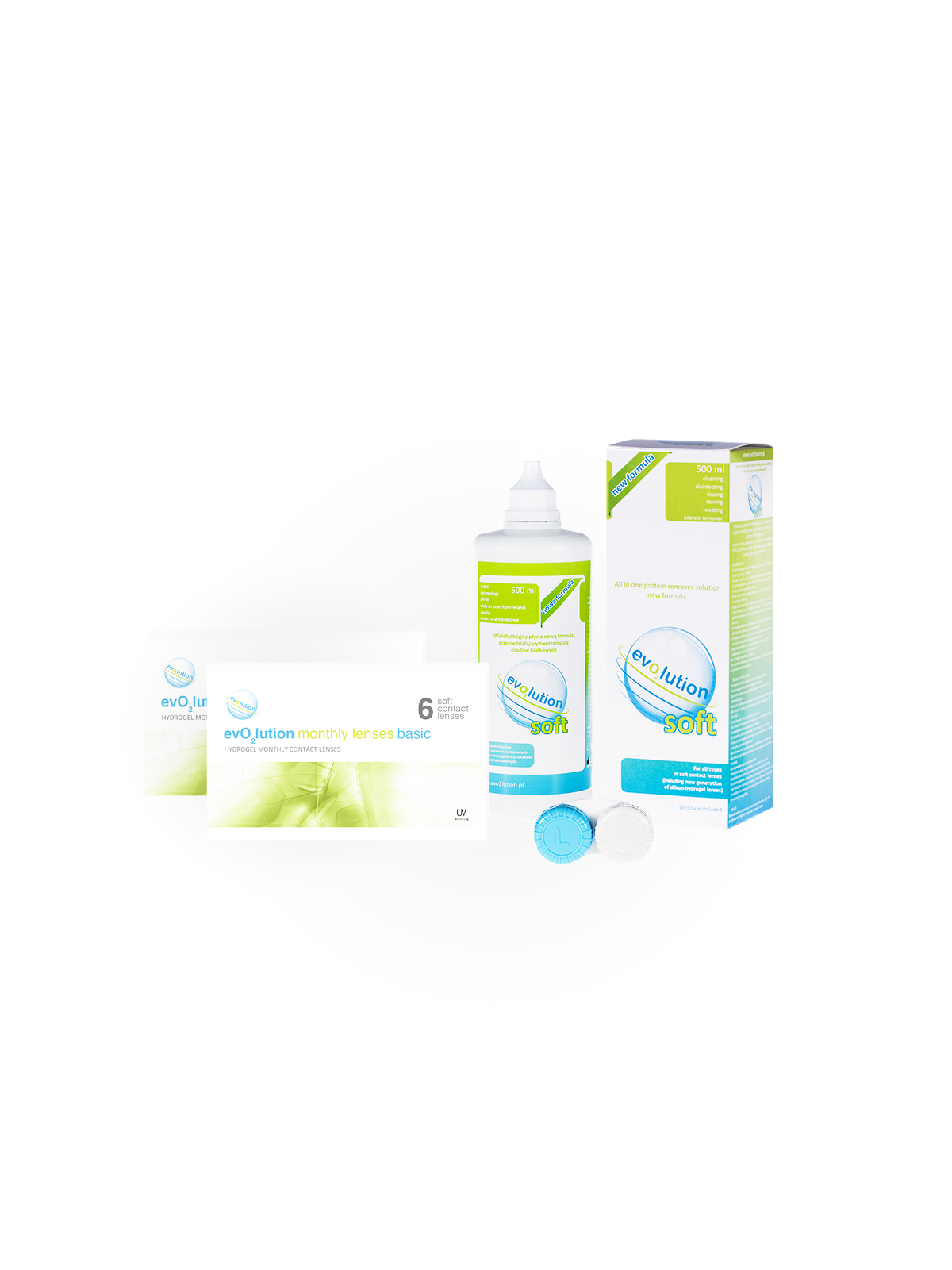 evo2lution monthly lenses basic 6 szt. x 2 op. + płyn evO2lution soft 500 ml