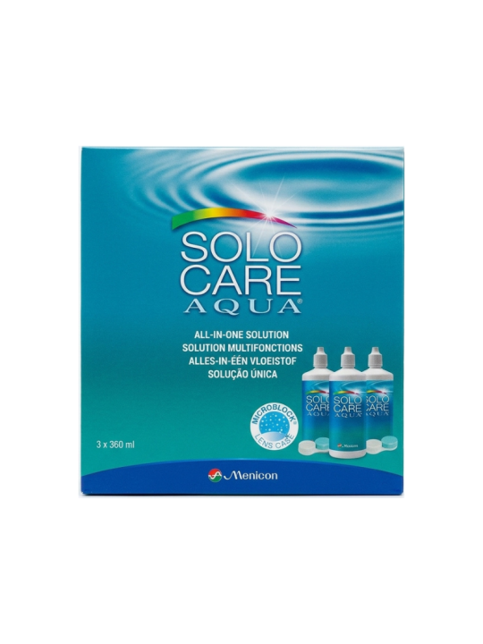 SoloCare Aqua 3 x 360ml | Zestaw Płynów do Soczewek