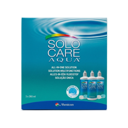 SoloCare Aqua 3 x 360ml | Zestaw Płynów do Soczewek