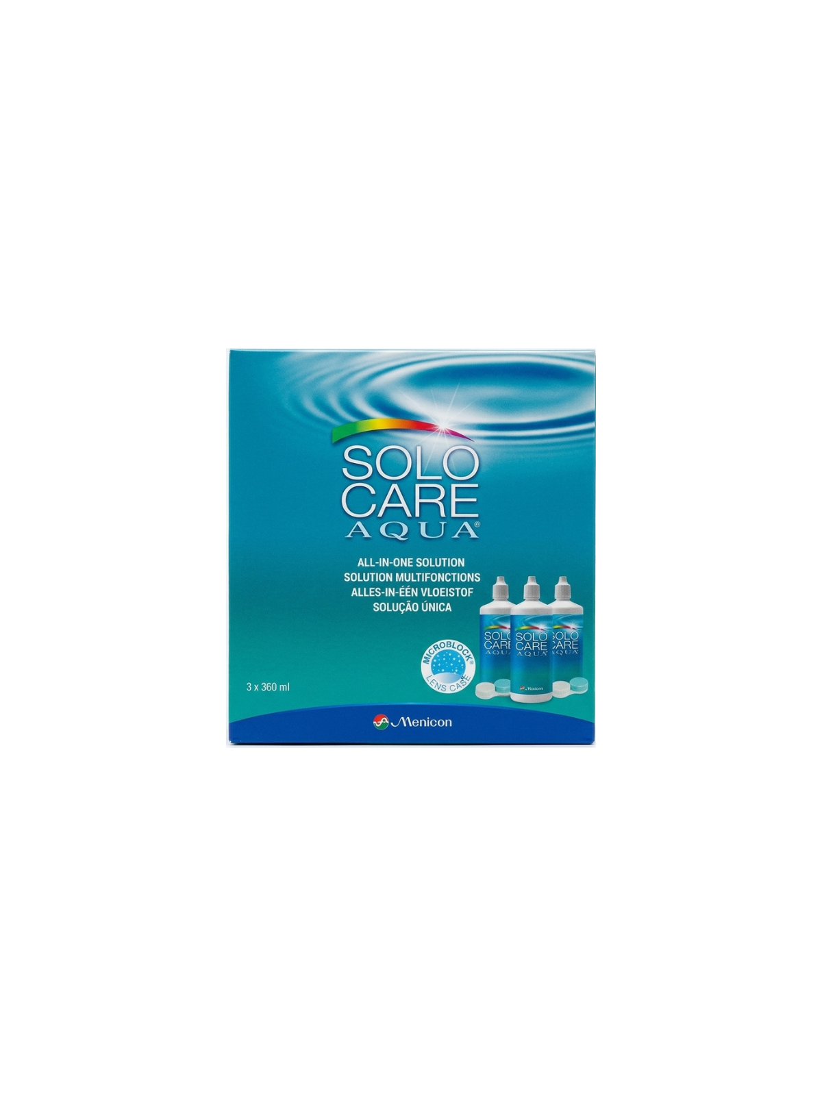 SoloCare Aqua 3 x 360ml | Zestaw Płynów do Soczewek