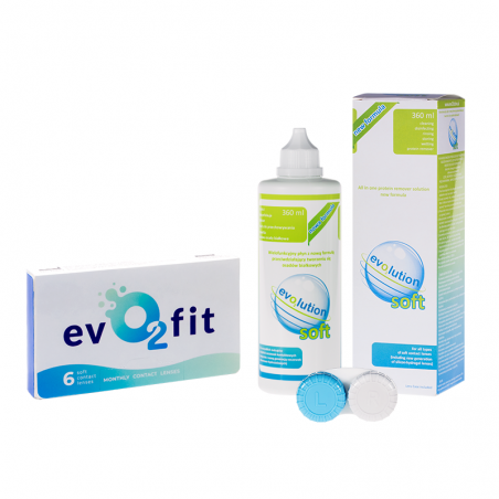 evo2lution monthly lenses basic 6 szt. + płyn evO2lution soft 360 ml