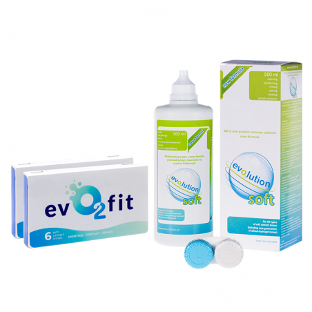evo2lution monthly lenses basic 6 szt. x 2 op. + płyn evO2lution soft 500 ml